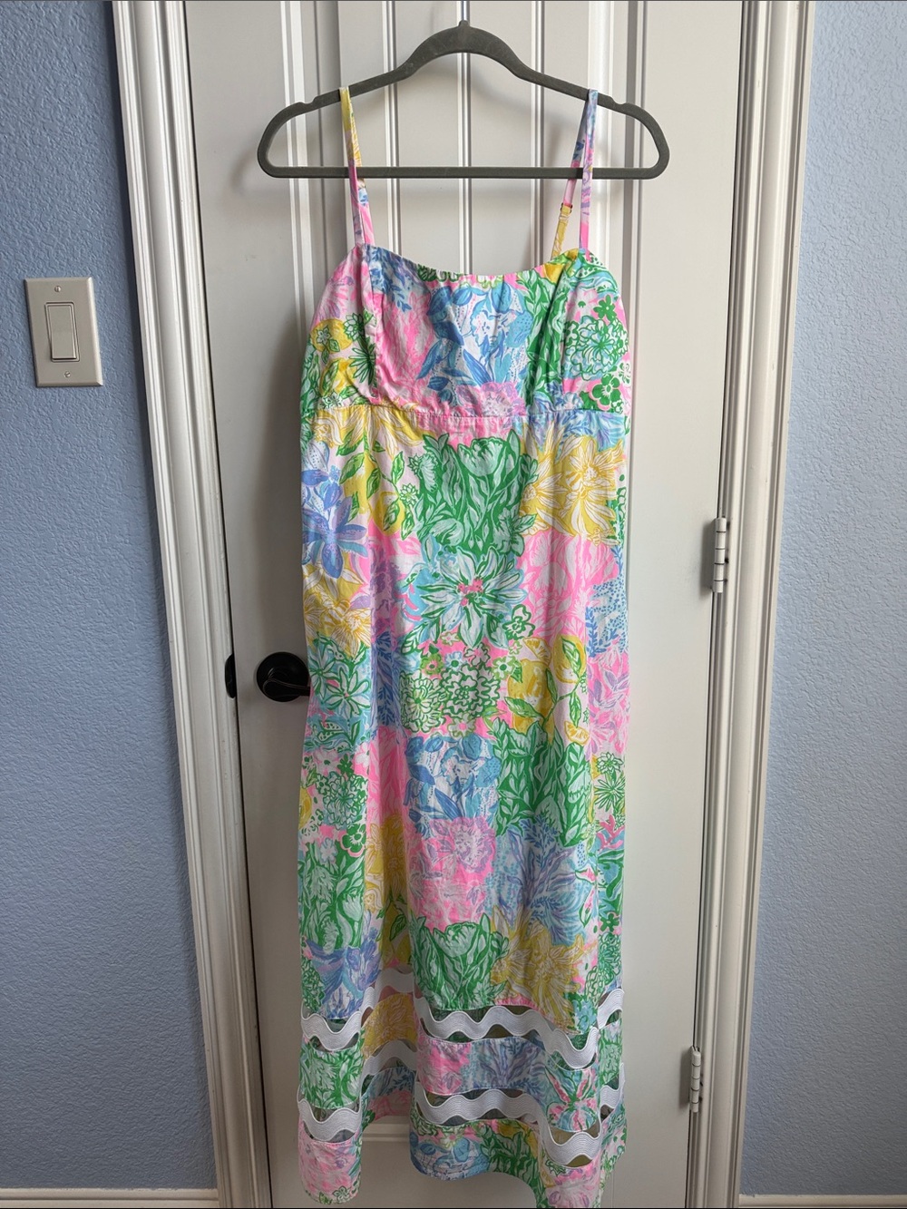 Lilly Pulitzer Pink, Green & Yellow Floral Midi Sundress